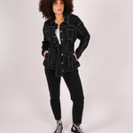 Wyoming belted denim jacket with contrast stitch - Liquor N Poker LIQUOR N POKER