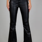 FAE Black Faux Leather Flair Trousers