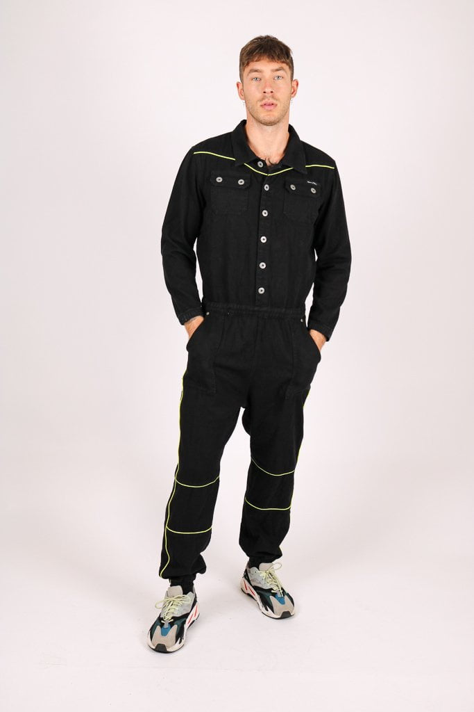 Formentera denim boilersuit with neon piping - Liquor N Poker LIQUOR N POKER