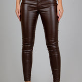 Fae Faux Brown Leather Skinny Trousers