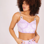 Outta limit denim crop top in lilac acid wash - Liquor N Poker LIQUOR N POKER