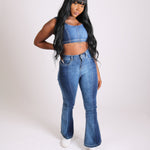 Vice Versa Denim panelled crop top - Liquor N Poker LIQUOR N POKER
