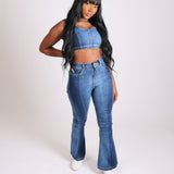 Vice Versa Denim panelled crop top - Liquor N Poker LIQUOR N POKER