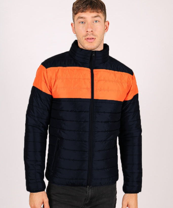 Liquor n Poker St Anton Puffer Jacket in black and orange - Liquor N Poker LIQUOR N POKER