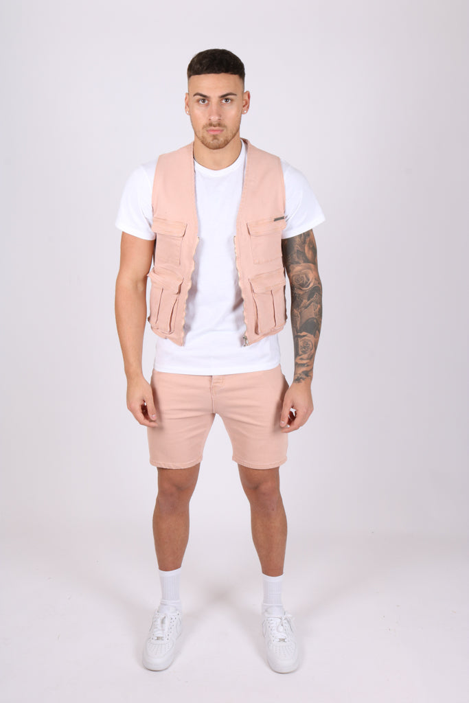 Soft Pink Relaxed Denim Shorts