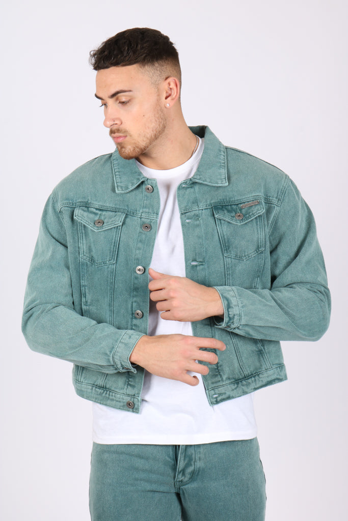 Forest Green Oversized Boxy Denim Jacket