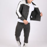 Co-Ord Oversized Trucker Jacket In Washed Black Denim With White Panels