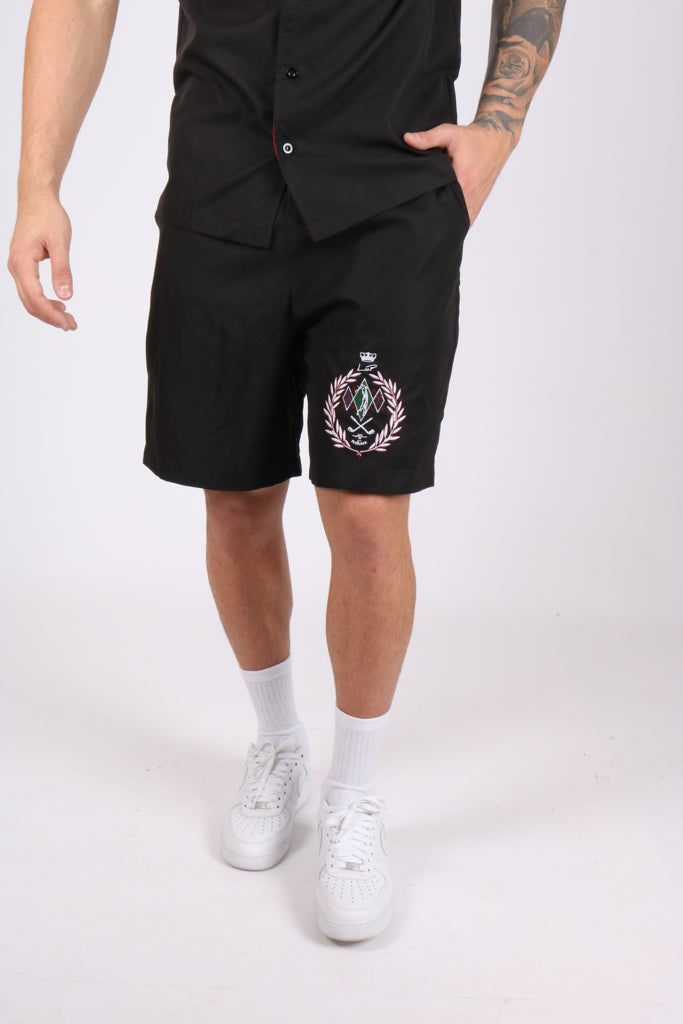 Black Embroidered Golf Club Shorts