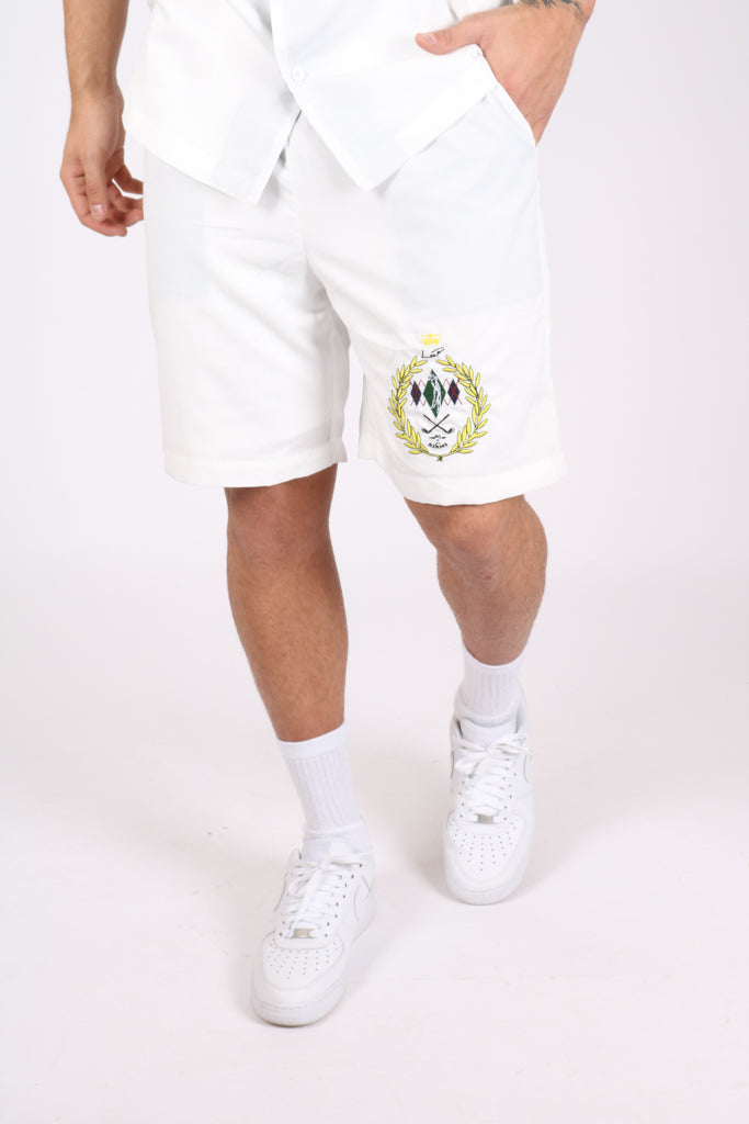 White Golf Club Embroidered Shorts