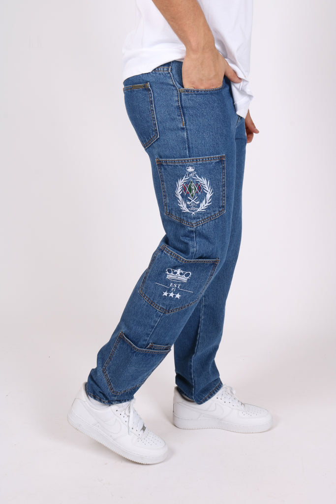 Original Indigo Golf Club Embroidery Straight Leg Jeans