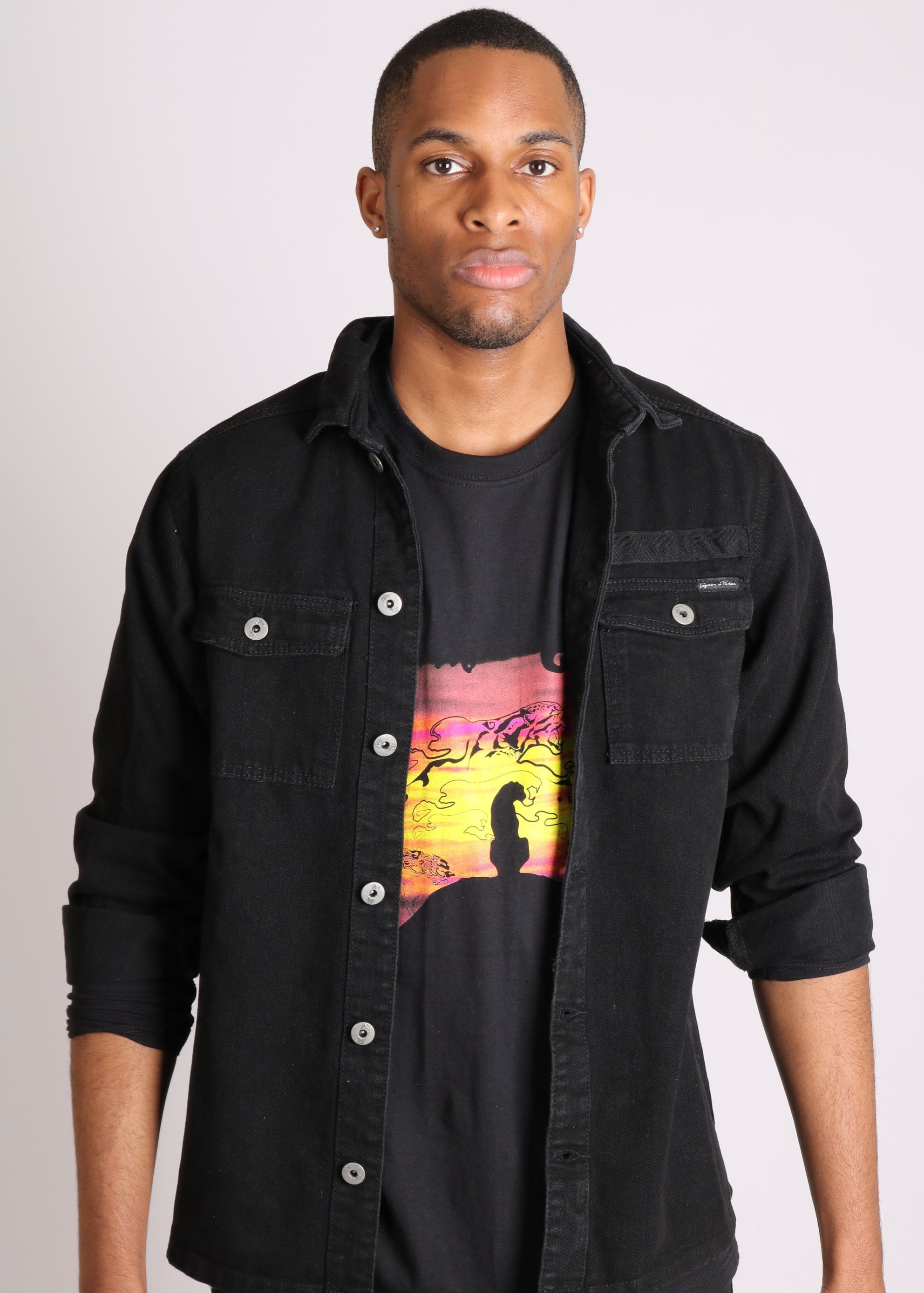 Liquor n Poker relaxed denim worker shirt in black - Liquor N Poker LIQUOR N POKER