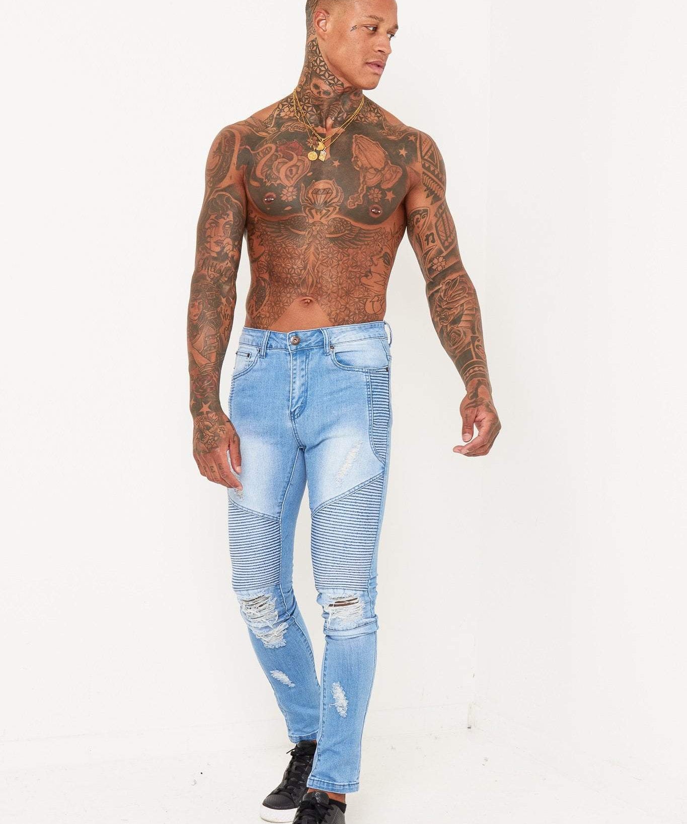 HARLEY SKINNY BIKER JEAN IN LIGHT STONEWASH - Liquor N Poker LIQUOR N POKER