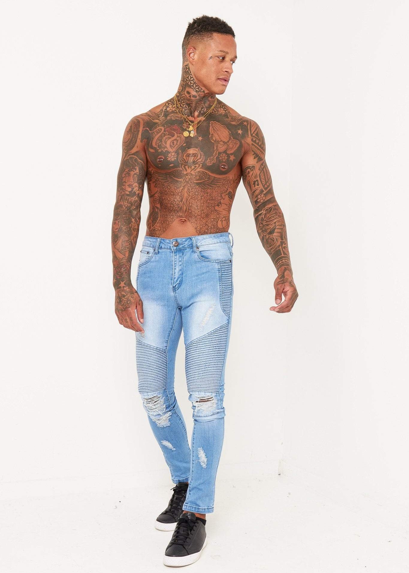 HARLEY SKINNY BIKER JEAN IN LIGHT STONEWASH - Liquor N Poker LIQUOR N POKER