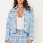 Dakota Mini denim skirt in checkered print - Liquor N Poker LIQUOR N POKER