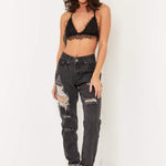 Black New Chaska Ripped Skinny Mid Rise Jean - Liquor N Poker LIQUOR N POKER