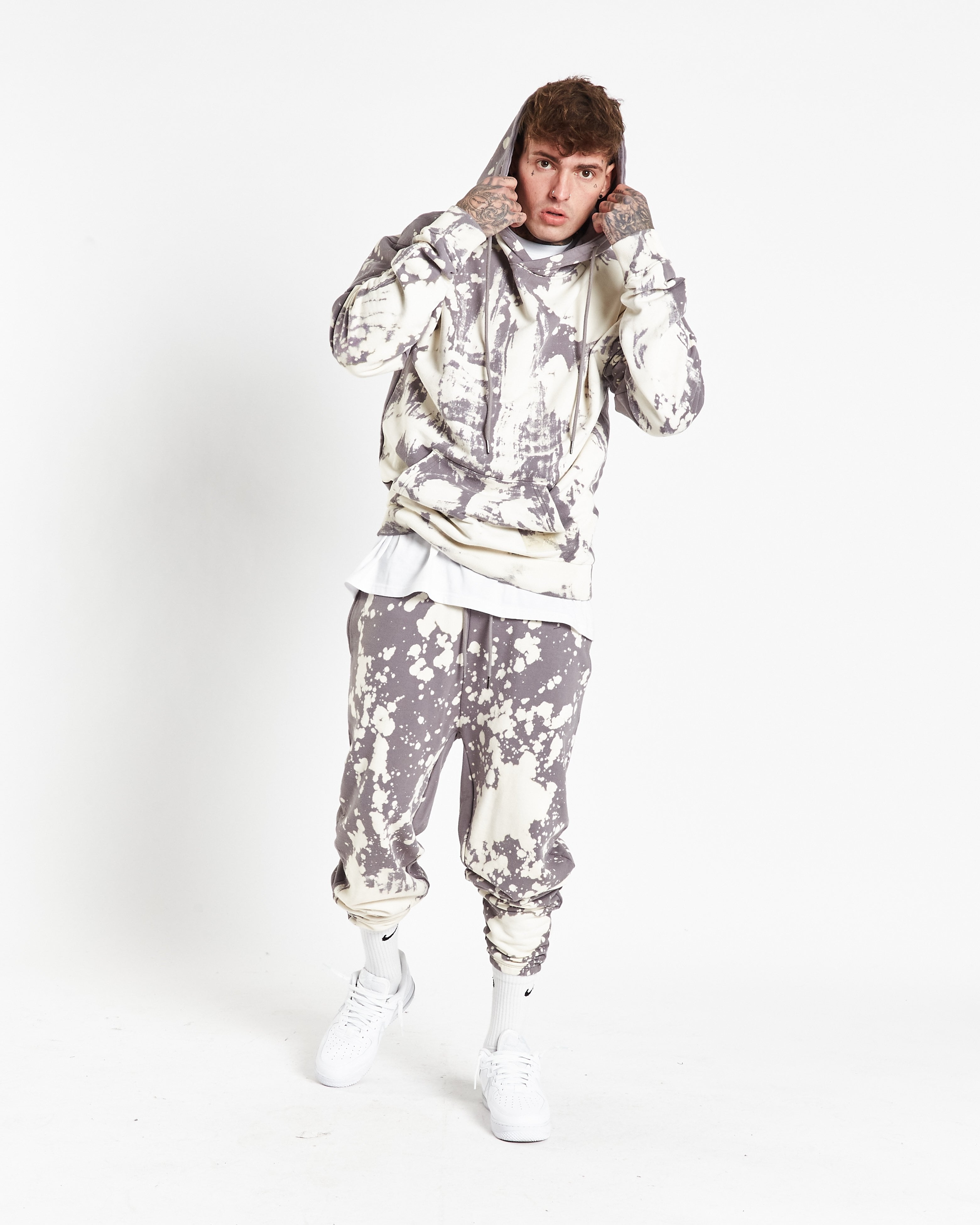Alaska Cool Grey Bleach Wash Hoodie