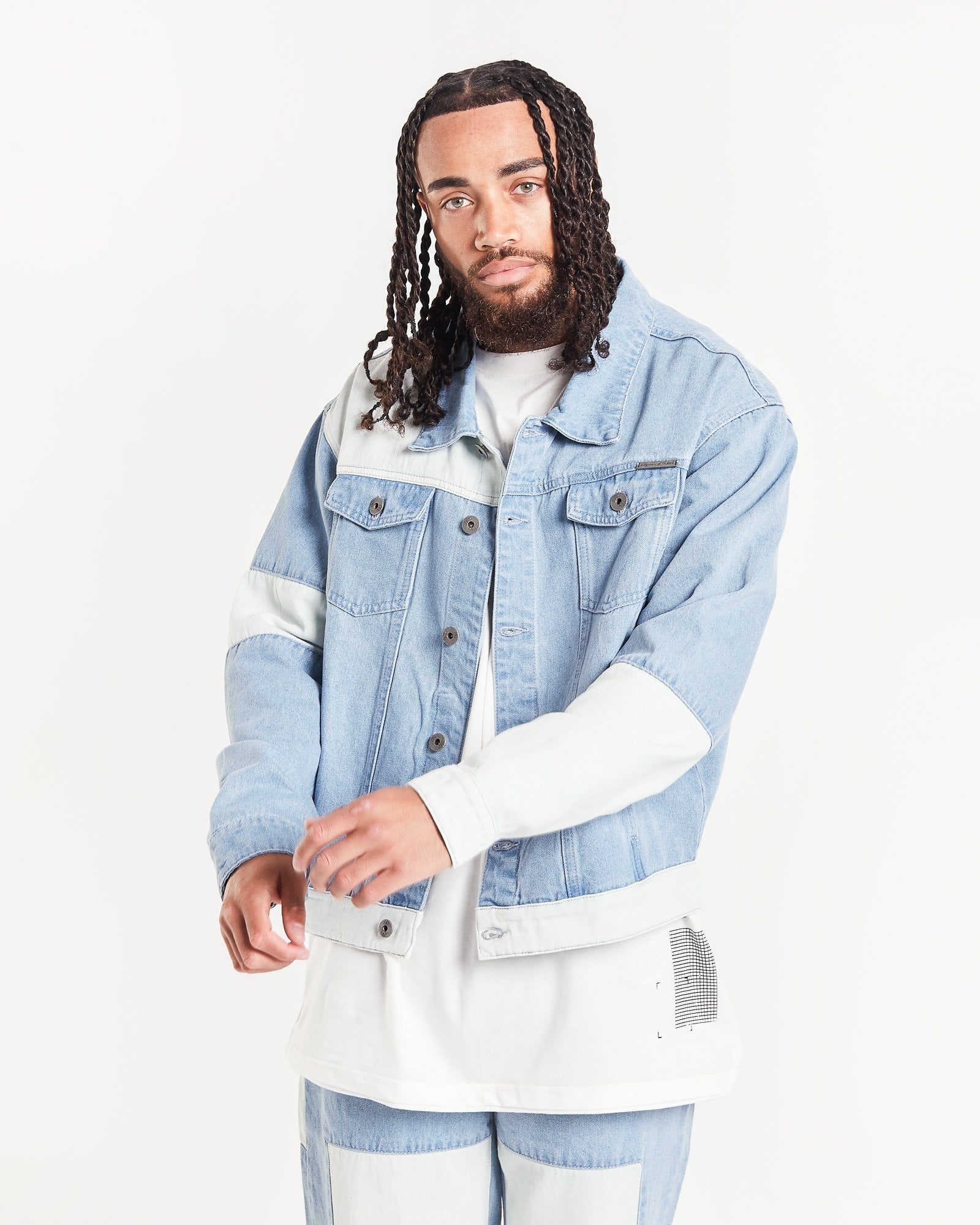 Oversized Denim Jacket With Contrast Panels