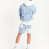 Contrast Panel Slim Fit Denim Shorts
