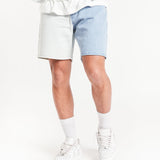 Contrast Panel Slim Fit Denim Shorts