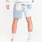 Contrast Panel Slim Fit Denim Shorts