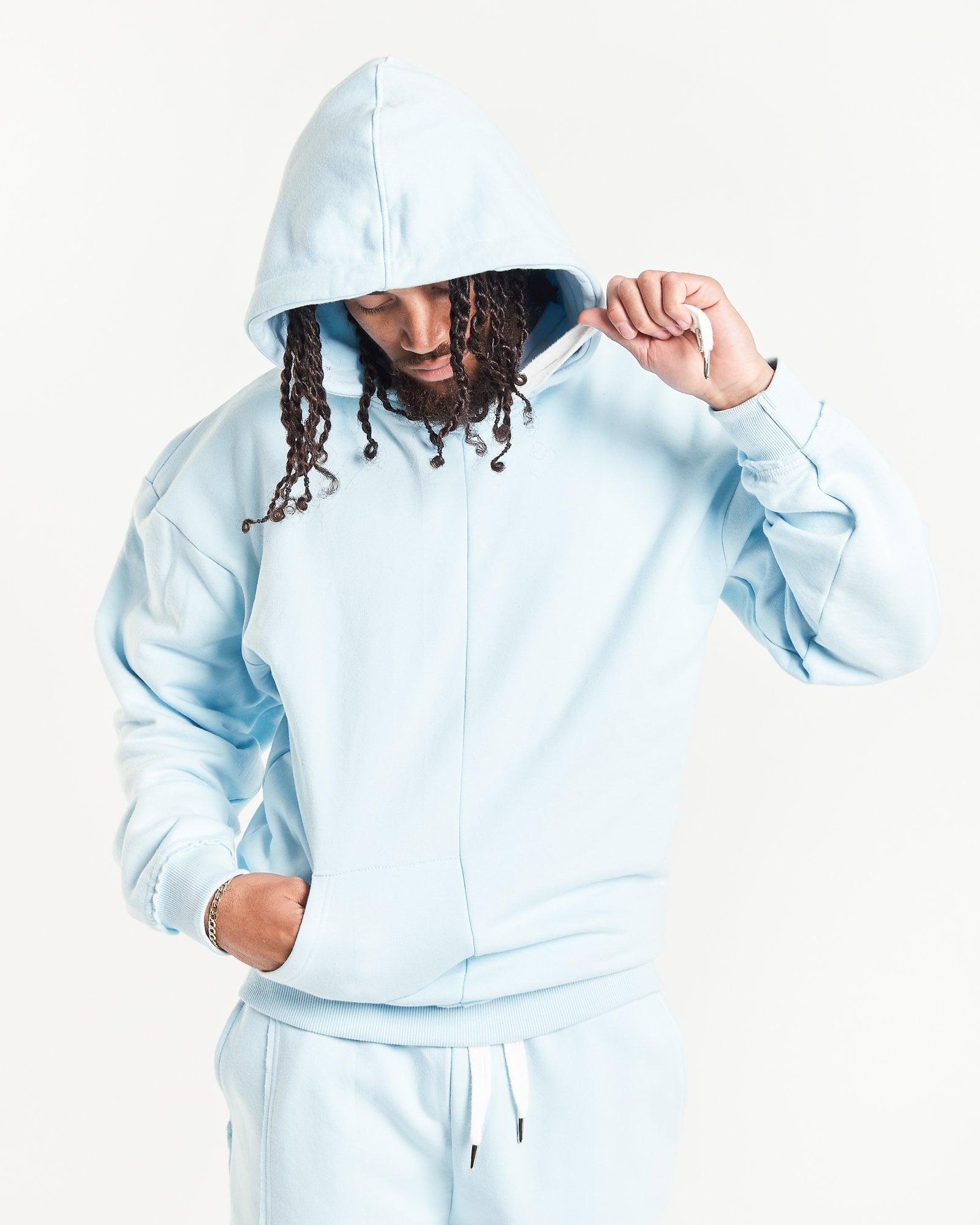 Baby Blue Relaxed Hoody Panel Seams