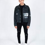 Oversized Denim Jacket With Blink Print