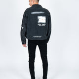 Oversized Denim Jacket With Blink Print