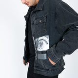 Oversized Denim Jacket With Blink Print