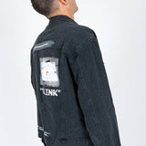 Oversized Denim Jacket With Blink Print