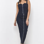 Denim Corset Top with Ring Pull Zipper - Liquor N Poker  LIQUOR N POKER