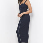 Denim Corset Top with Ring Pull Zipper - Liquor N Poker  LIQUOR N POKER