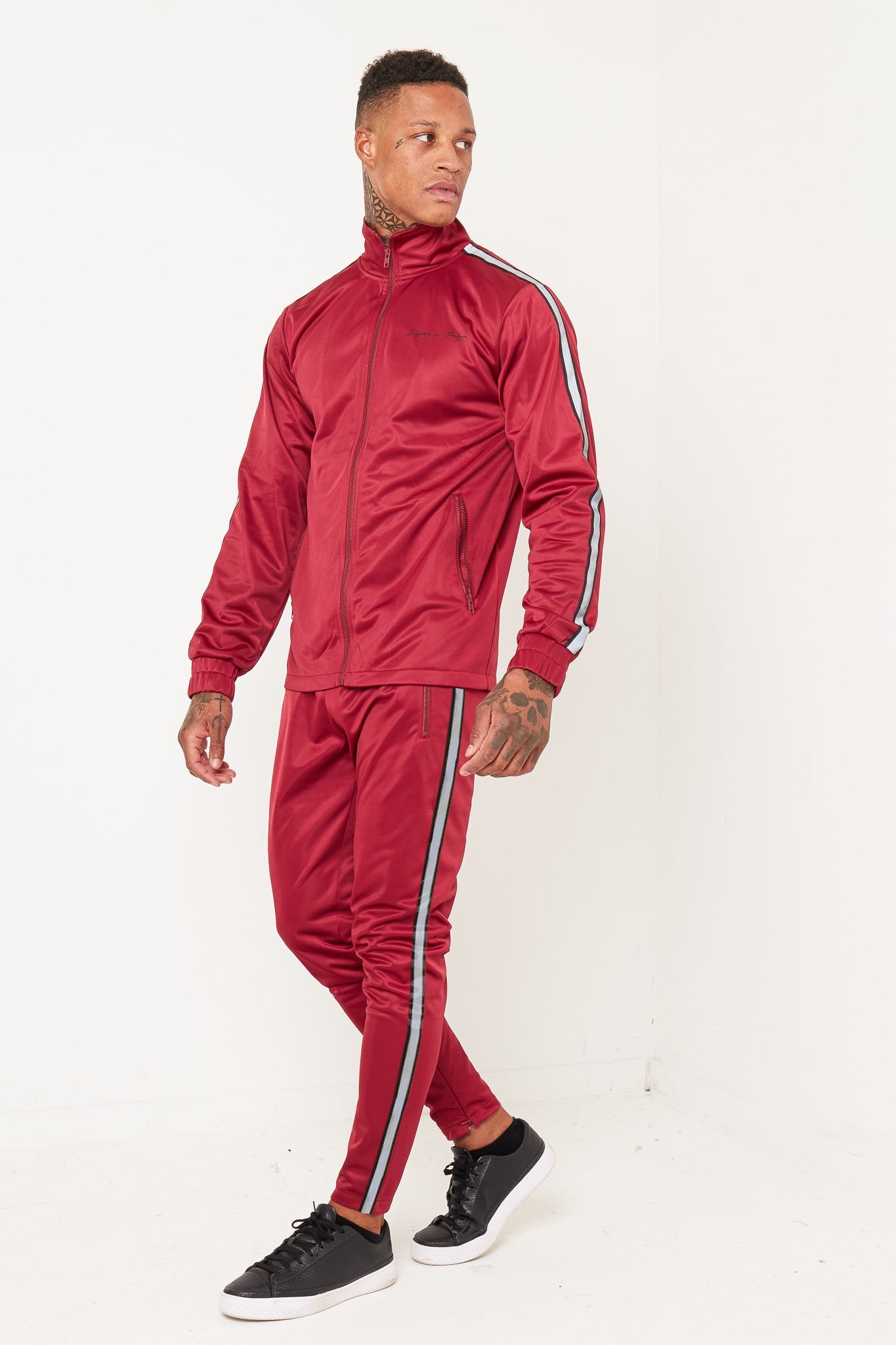 PACER BURGANDY SIDE STRIPE TRACKSUIT - Liquor N Poker LIQUOR N POKER