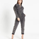 All The Feels - Denim Boilersuit In Acid Wash Black - Liquor n Poker