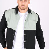 Black & Khaki Panelled Denim Shacket - Liquor n Poker