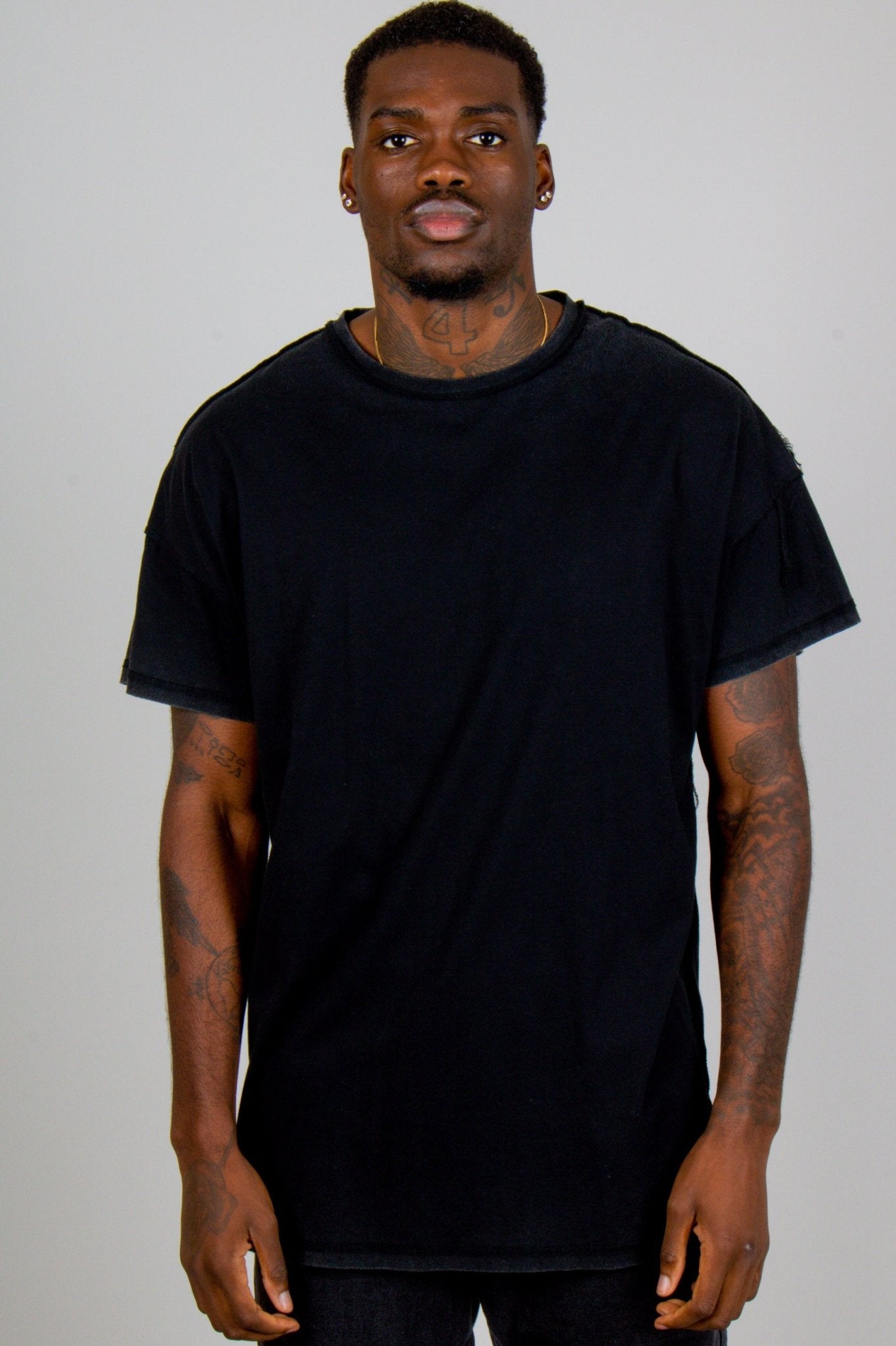 Bowie Vintage Washed Oversized Black T-Shirt - Liquor n Poker