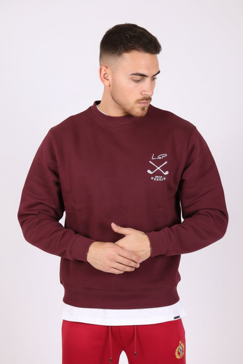 Burgundy Oversized Sweatshirt With Golf Print - Liquor n Poker