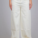 Cairo Wide Leg Jeans In Ecru Denim - Liquor n Poker