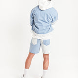 Contrast Panel Slim Fit Denim Shorts - Liquor n Poker