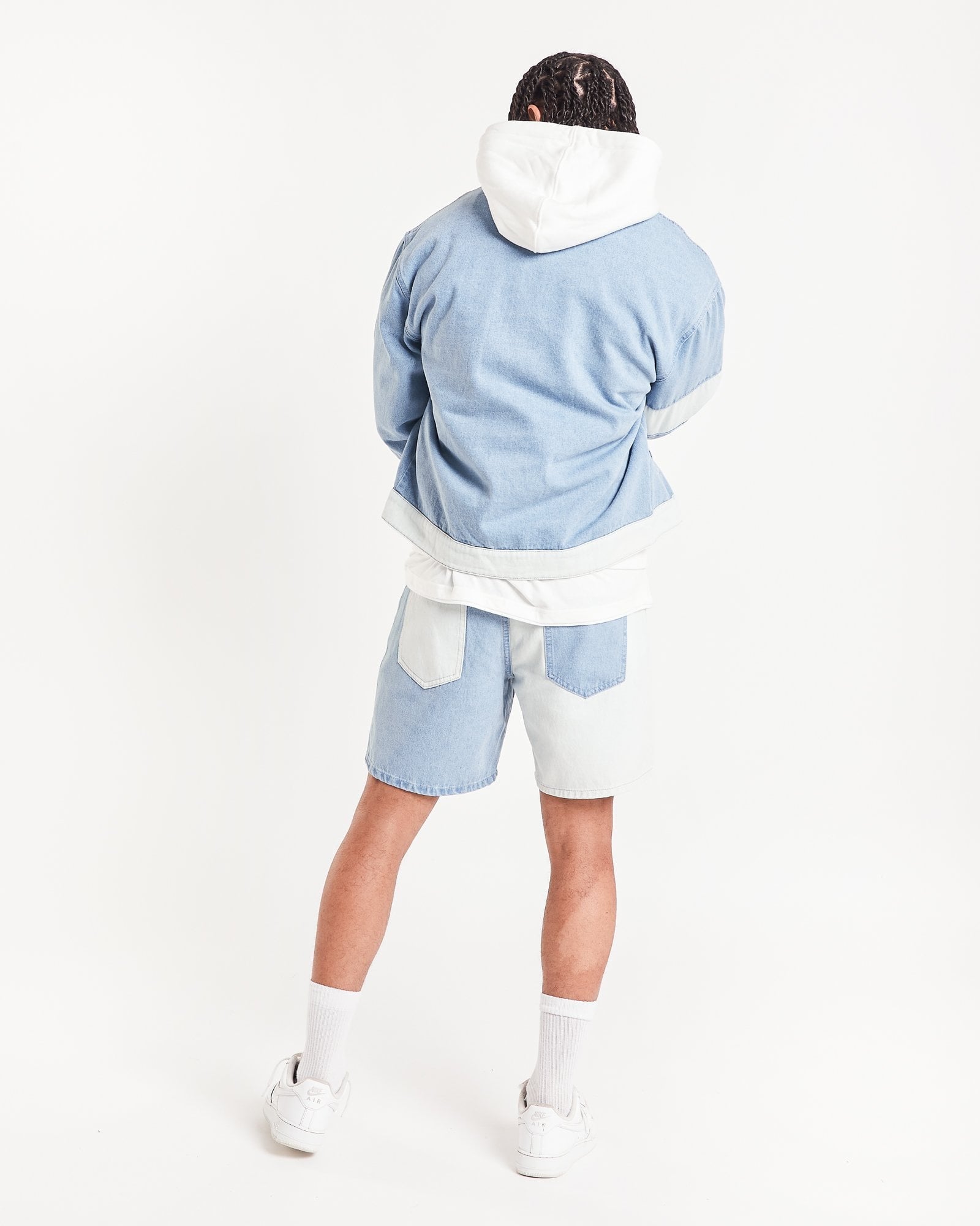 Contrast Panel Slim Fit Denim Shorts - Liquor n Poker