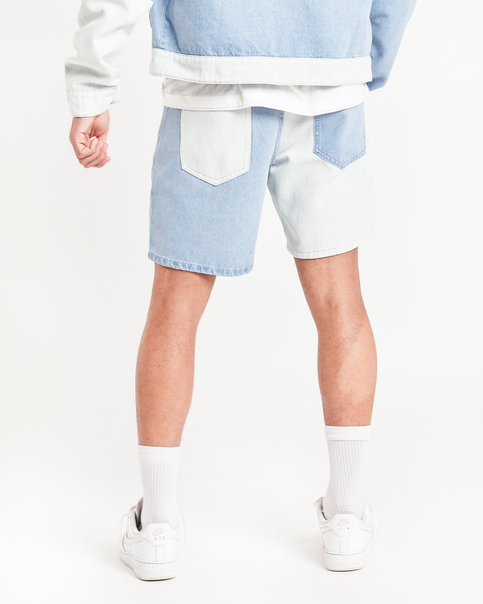 Contrast Panel Slim Fit Denim Shorts - Liquor n Poker