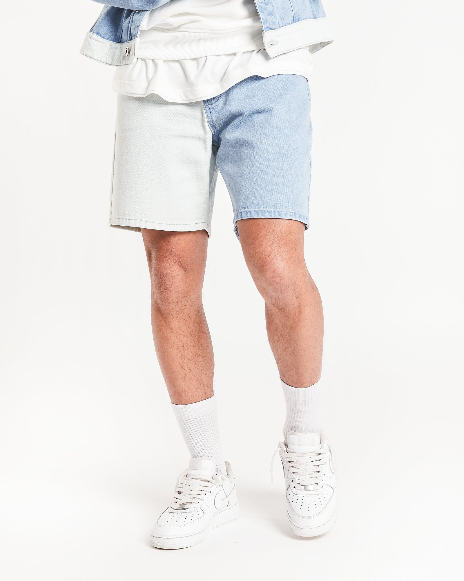 Contrast Panel Slim Fit Denim Shorts - Liquor n Poker
