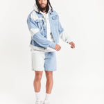 Contrast Panel Slim Fit Denim Shorts - Liquor n Poker