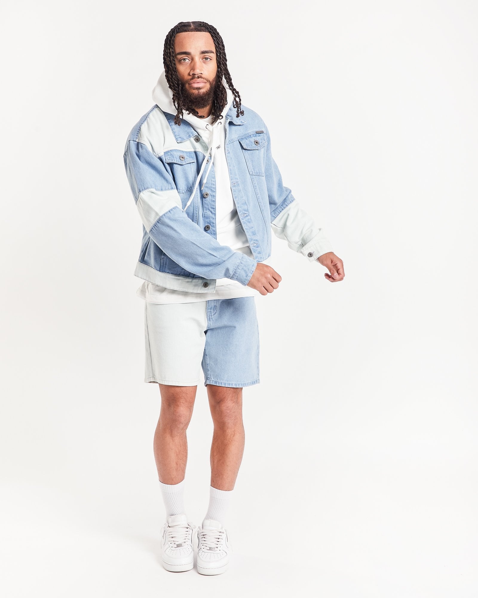 Contrast Panel Slim Fit Denim Shorts - Liquor n Poker