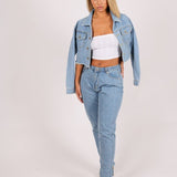 Diamante Denim High Rise Mom Jean - Liquor n Poker