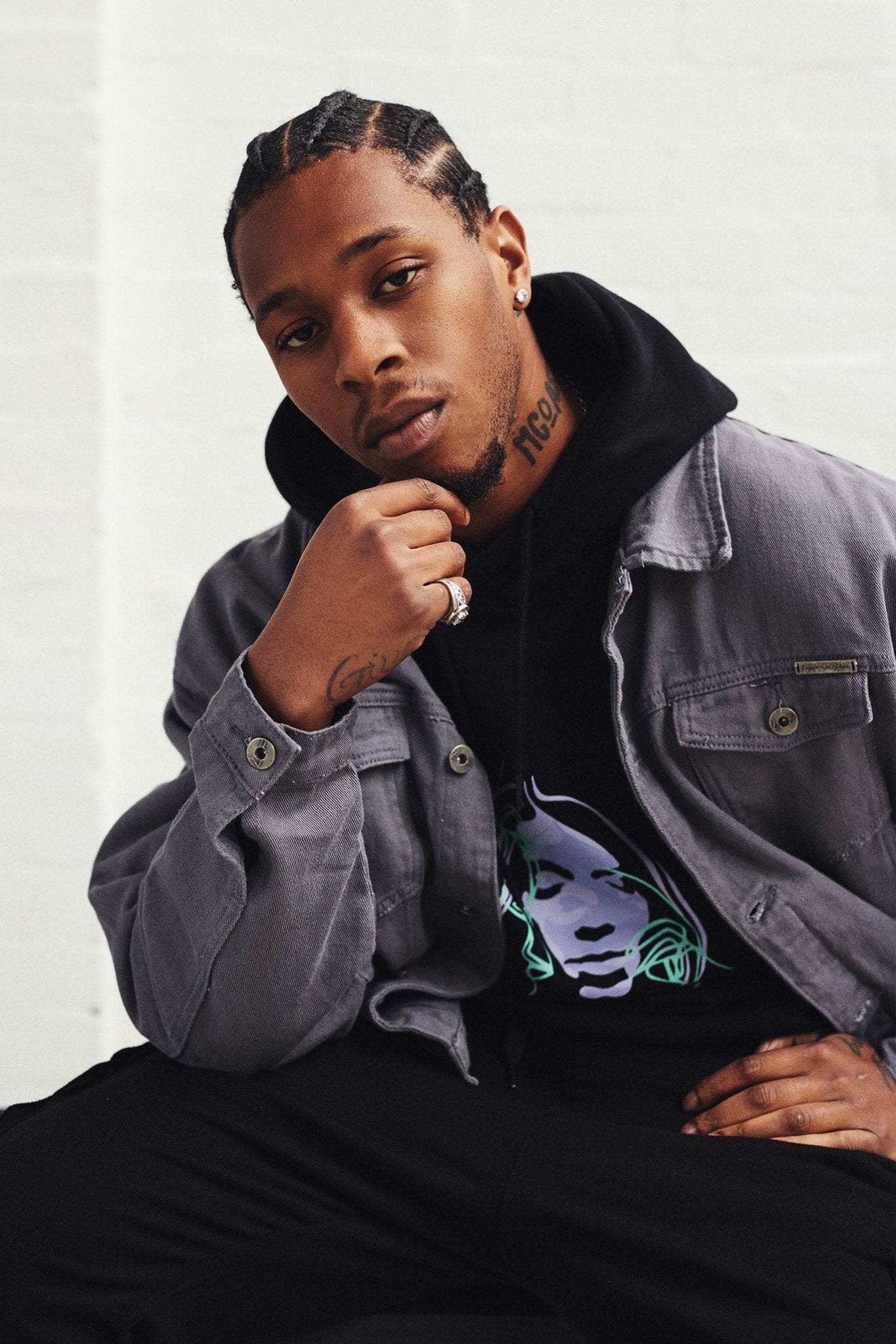 Dusty Grey Utility Oversized Denim Jacket - Liquor n Poker