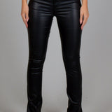 Fae Black Faux Leather Slit Trousers - Liquor n Poker