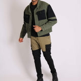 Faro Oversized Black & Khaki Contrast Utility Denim Jacket - Liquor n Poker