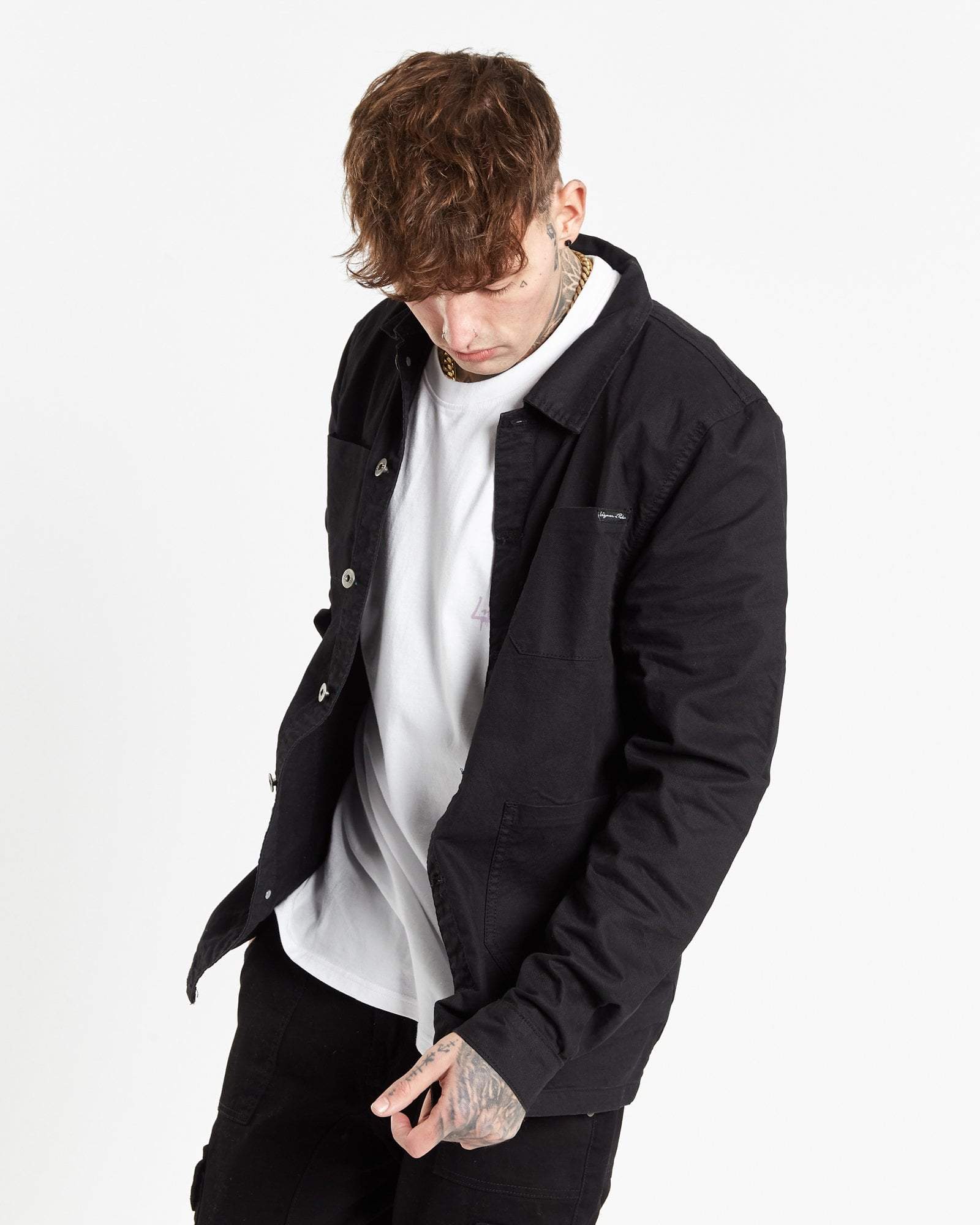 Fort Utility Black Twill Denim Shirt - Liquor n Poker
