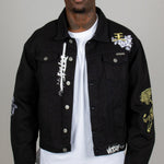 Golden Tiger Embroidered Oversized Black Trucker Jacket - Liquor n Poker