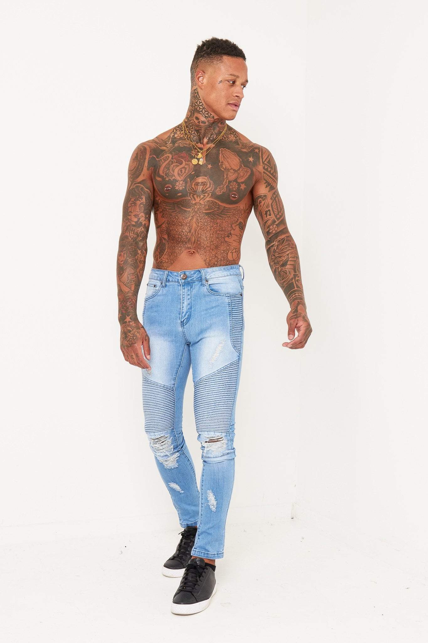 Harley Skinny Biker Jean In Light Stonewash - Liquor n Poker